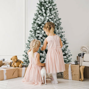 6 Feet Pre-lit Snow Flocked Hinged Christmas Tree with 928 Tips and Metal Stand-6 ft view 8