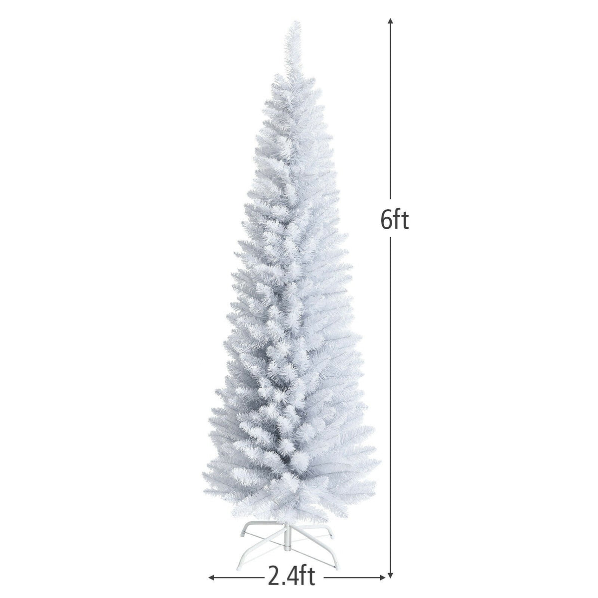 6 Feet Unlit Artificial Slim Pencil Christmas Tree with Metal Stand view 4