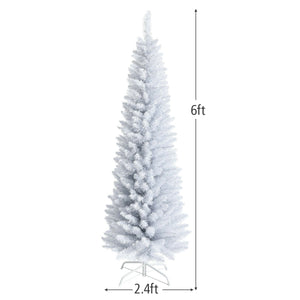 6 Feet Unlit Artificial Slim Pencil Christmas Tree with Metal Stand view 4