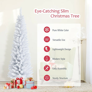 6 Feet Unlit Artificial Slim Pencil Christmas Tree with Metal Stand view 5