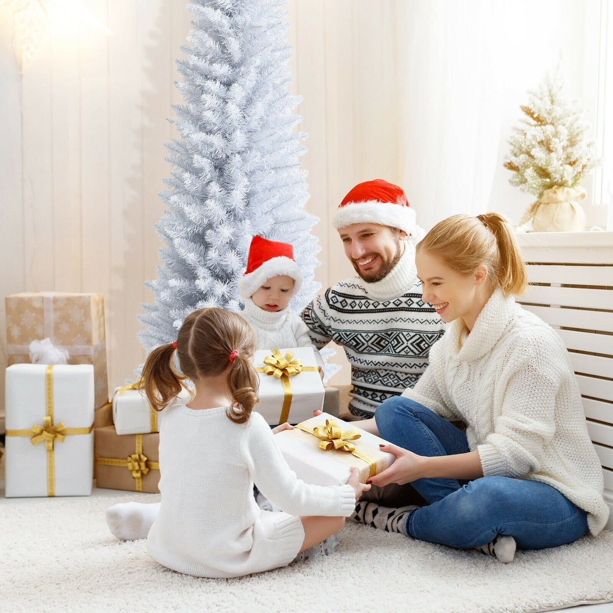 6 Feet Unlit Artificial Slim Pencil Christmas Tree with Metal Stand view 6