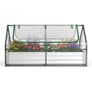 6 x 3 x 3 Feet Galvanized Raised Garden Bed with Greenhouse-Silver view 6