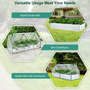 6 x 3 x 3 Feet Galvanized Raised Garden Bed with Greenhouse-Silver view 8