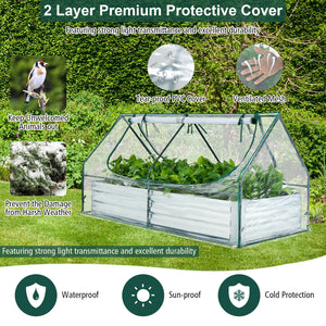 6 x 3 x 3 Feet Galvanized Raised Garden Bed with Greenhouse-Silver view 9