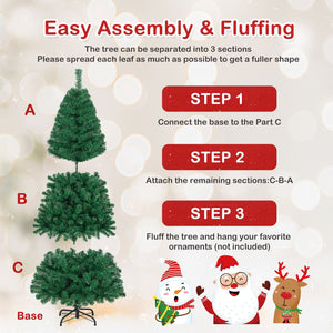 Artificial PVC Hinged Christmas Tree with Solid Metal Stand-6 ft view 8