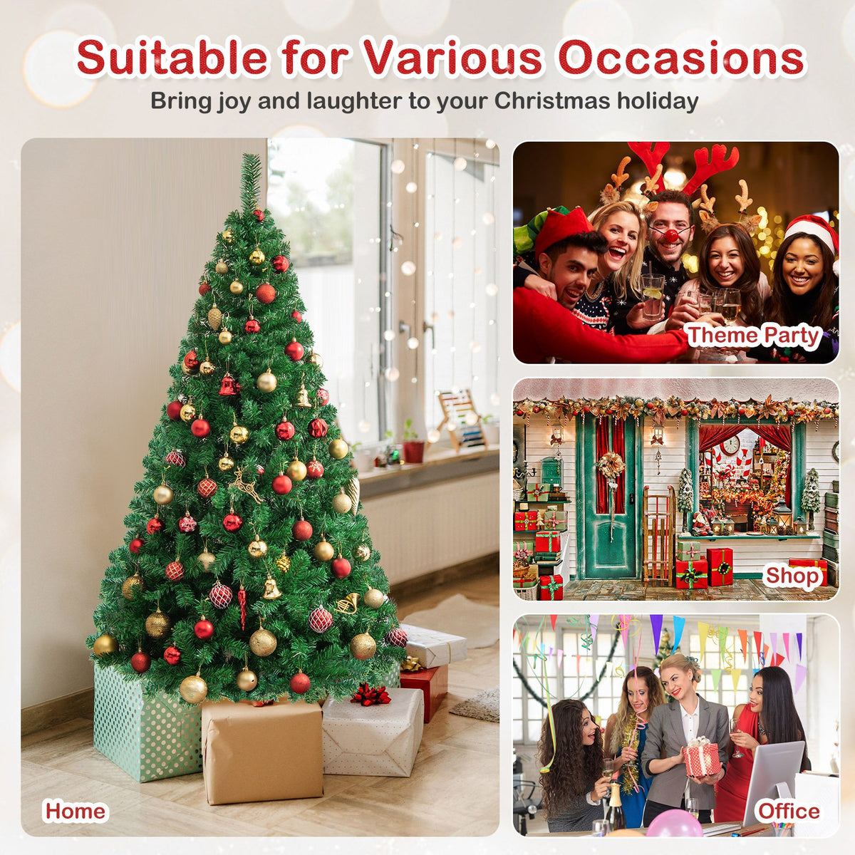 Artificial PVC Hinged Christmas Tree with Solid Metal Stand-6 ft view 9