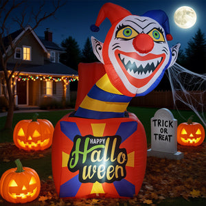 6 Ft Halloween Inflatable Clown with LED Lights for Indoor Outdoor Porch view 3