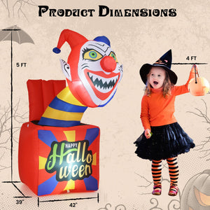 6 Ft Halloween Inflatable Clown with LED Lights for Indoor Outdoor Porch view 5