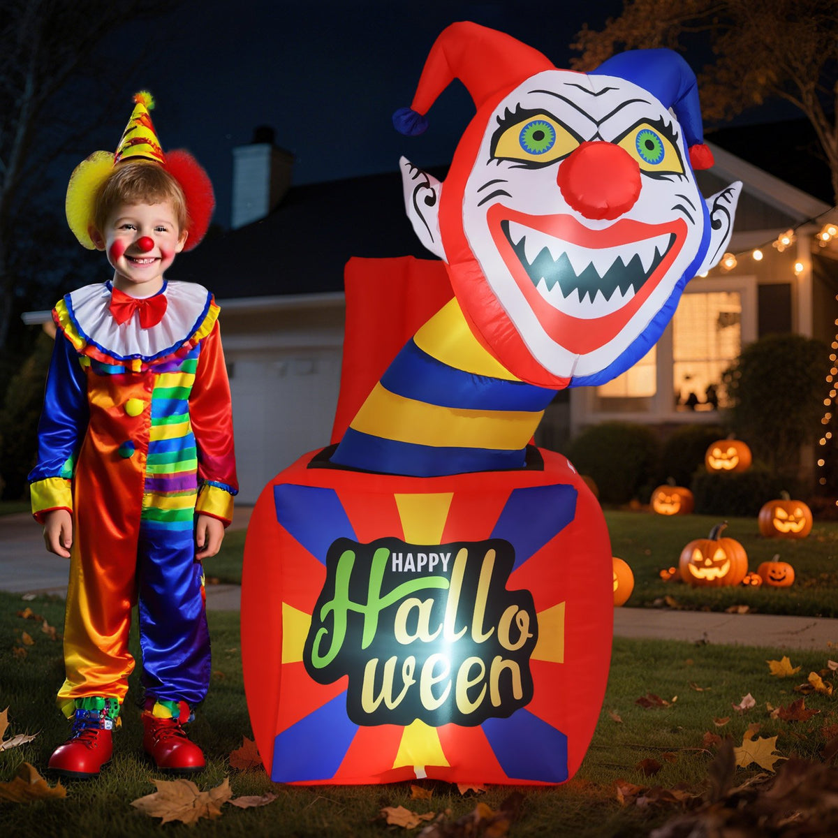 6 Ft Halloween Inflatable Clown with LED Lights for Indoor Outdoor Porch view 6