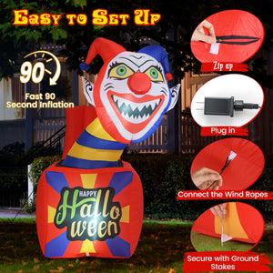 6 Ft Halloween Inflatable Clown with LED Lights for Indoor Outdoor Porch view 8