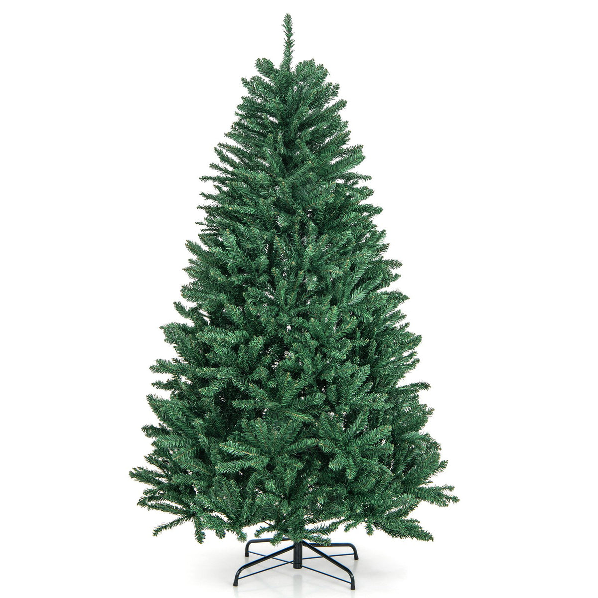 6 Feet Hinged Artificial Christmas Tree with Solid Metal Stand