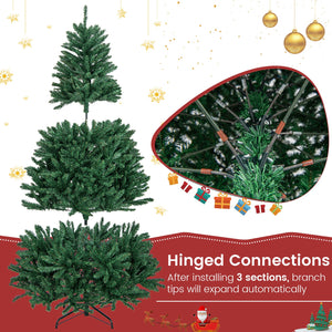 6 Feet Hinged Artificial Christmas Tree with Solid Metal Stand view 7