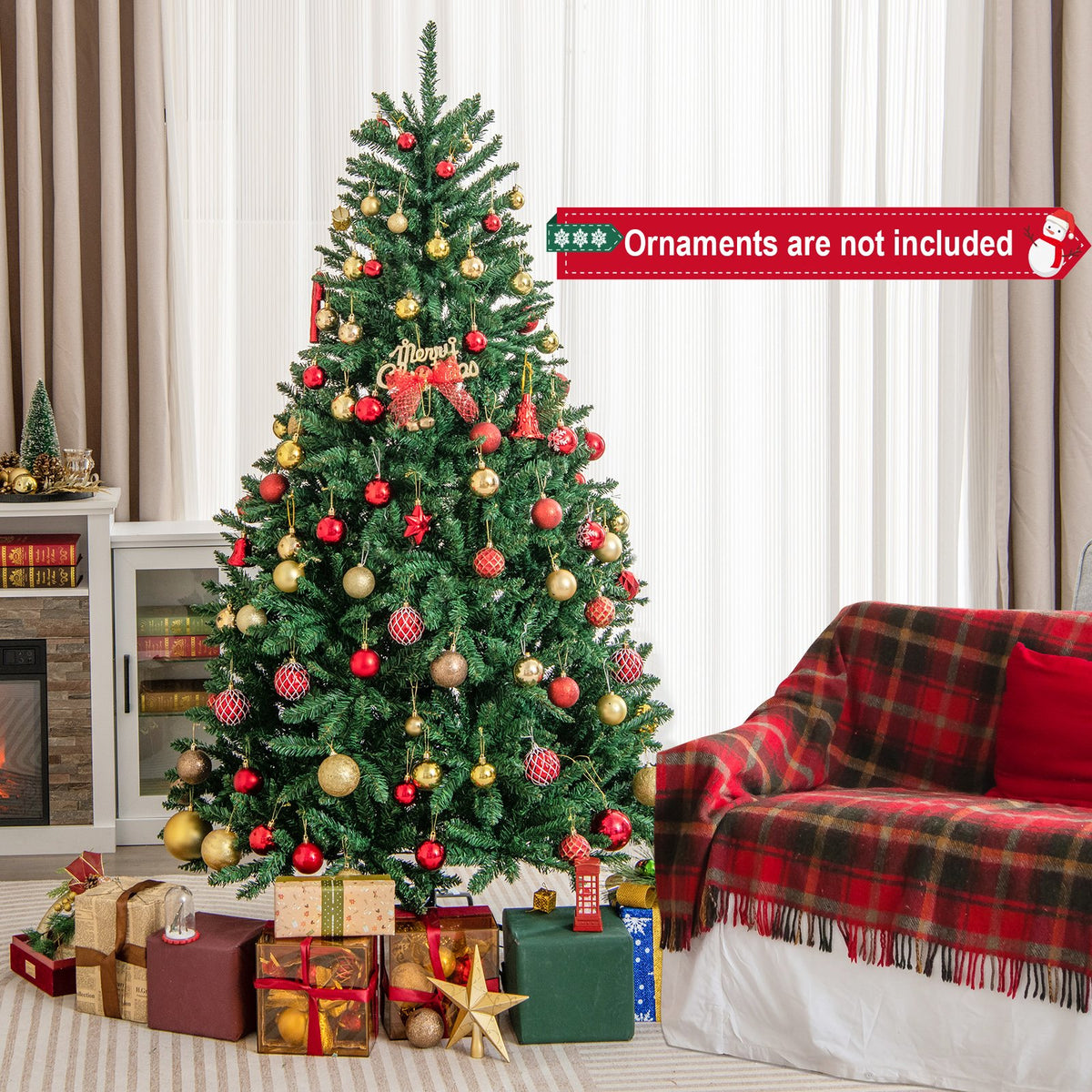 6 Feet Hinged Artificial Christmas Tree with Solid Metal Stand view 9