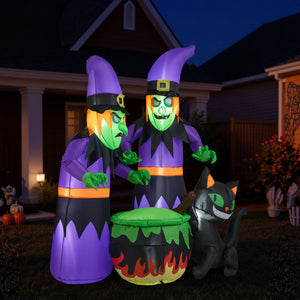 6 Ft Inflatable Halloween Witches with Cauldron & Black Cat view 6