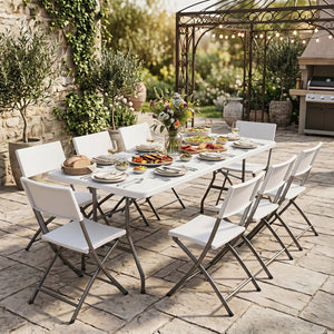 6 FT Plastic Fold-in-Half Camping Table-White view 3
