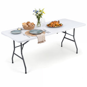 6 FT Plastic Fold-in-Half Camping Table-White view 4
