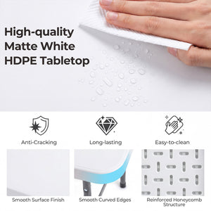 6 FT Plastic Fold-in-Half Camping Table-White view 8