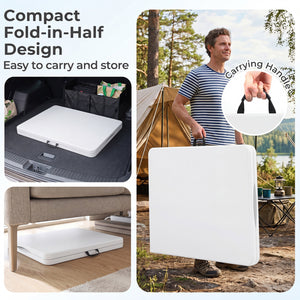 6 FT Plastic Fold-in-Half Camping Table-White view 9