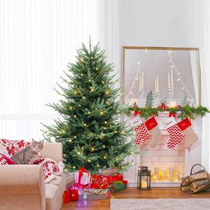 6 FT Pre-Lit Artificial Hinged Xmas Tree with 778 PVC and PE Branch Tips-M view 2