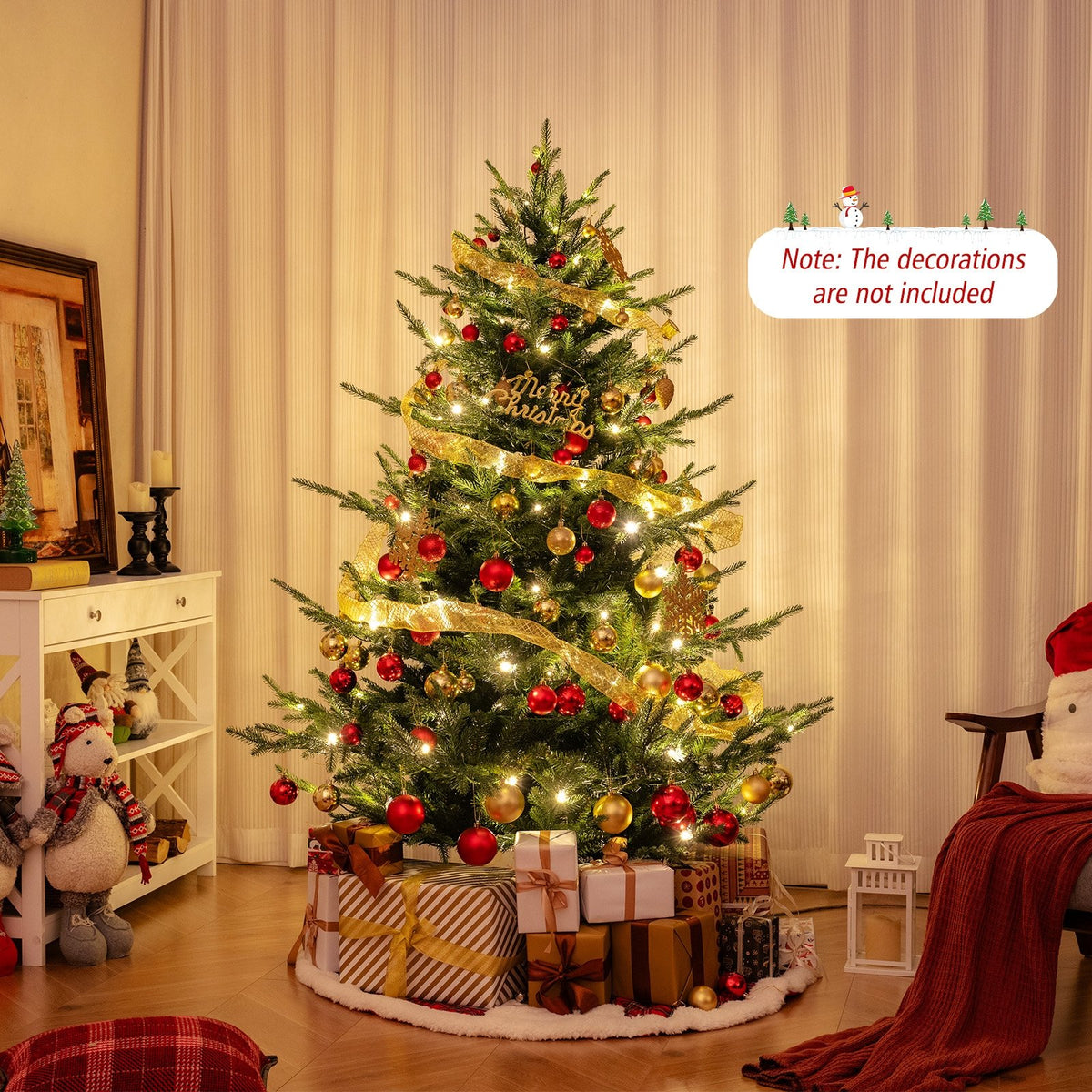 6 FT Pre-Lit Artificial Hinged Xmas Tree with 778 PVC and PE Branch Tips-M view 3