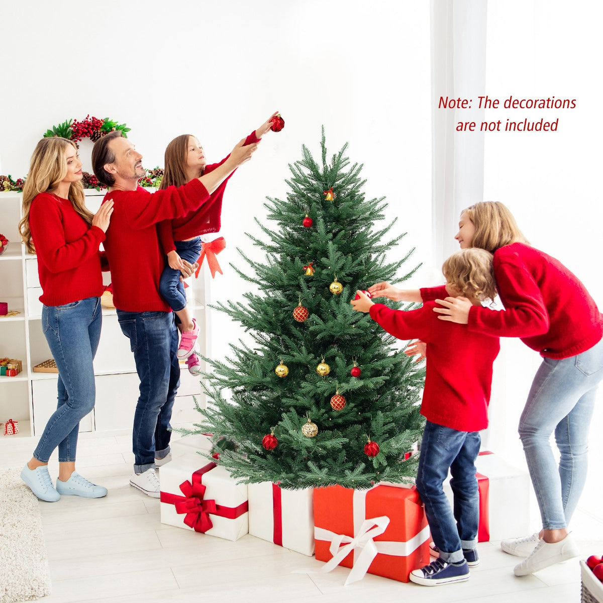 6 FT Pre-Lit Artificial Hinged Xmas Tree with 778 PVC and PE Branch Tips-M view 6