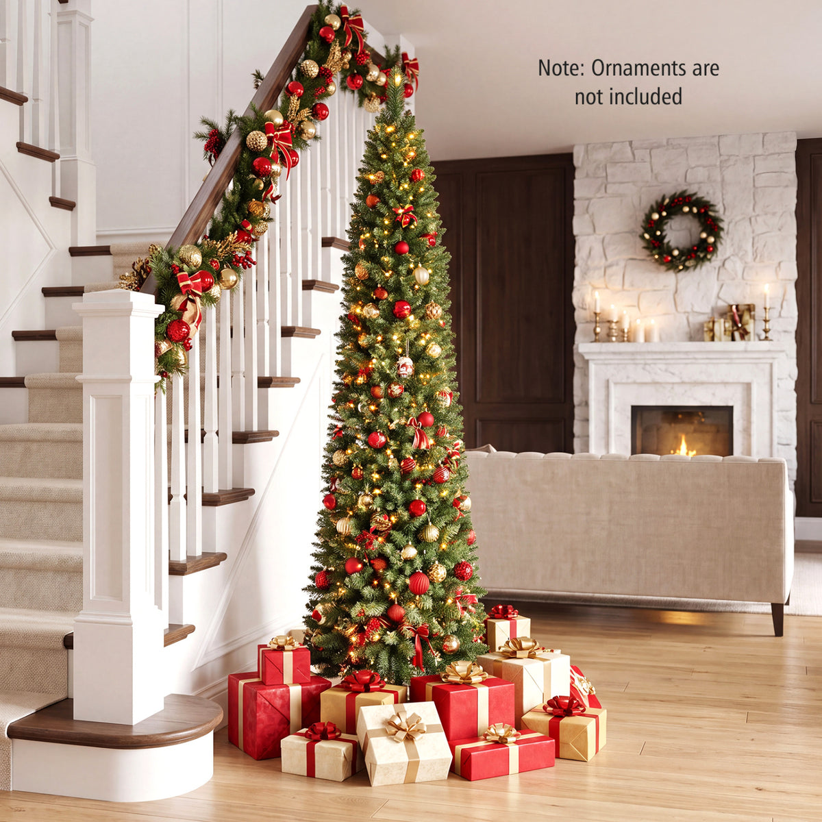 6 FT Pre-Lit Pencil Christmas Tree with 180 Warm White LED Lights view 2