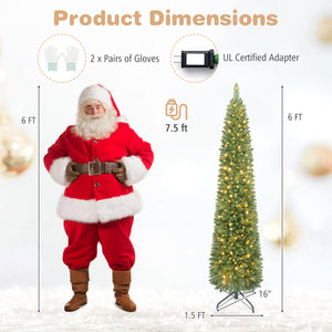 6 FT Pre-Lit Pencil Christmas Tree with 180 Warm White LED Lights view 4