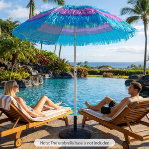 6 FT Tiki Thatched Patio Beach Umbrella with Push Button Tilt Carrying Bag-Colorful view 2
