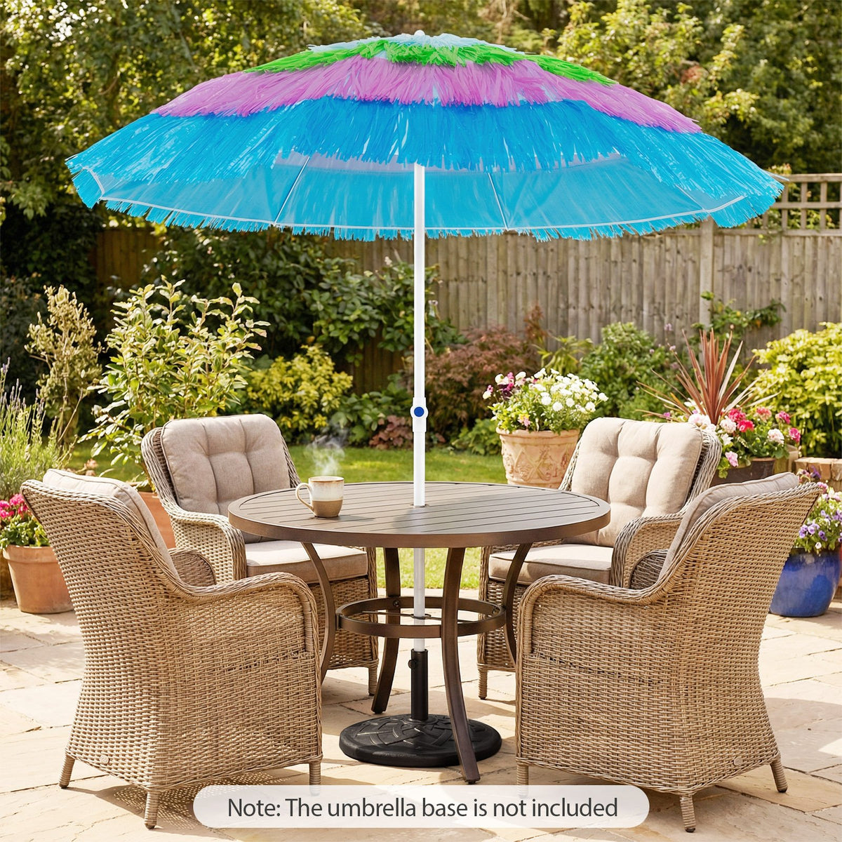 6 FT Tiki Thatched Patio Beach Umbrella with Push Button Tilt Carrying Bag-Colorful view 3