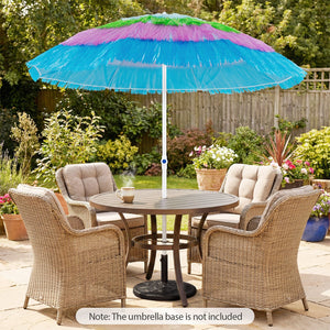 6 FT Tiki Thatched Patio Beach Umbrella with Push Button Tilt Carrying Bag-Colorful view 3
