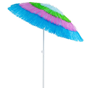 6 FT Tiki Thatched Patio Beach Umbrella with Push Button Tilt Carrying Bag-Colorful view 4