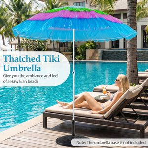 6 FT Tiki Thatched Patio Beach Umbrella with Push Button Tilt Carrying Bag-Colorful view 7