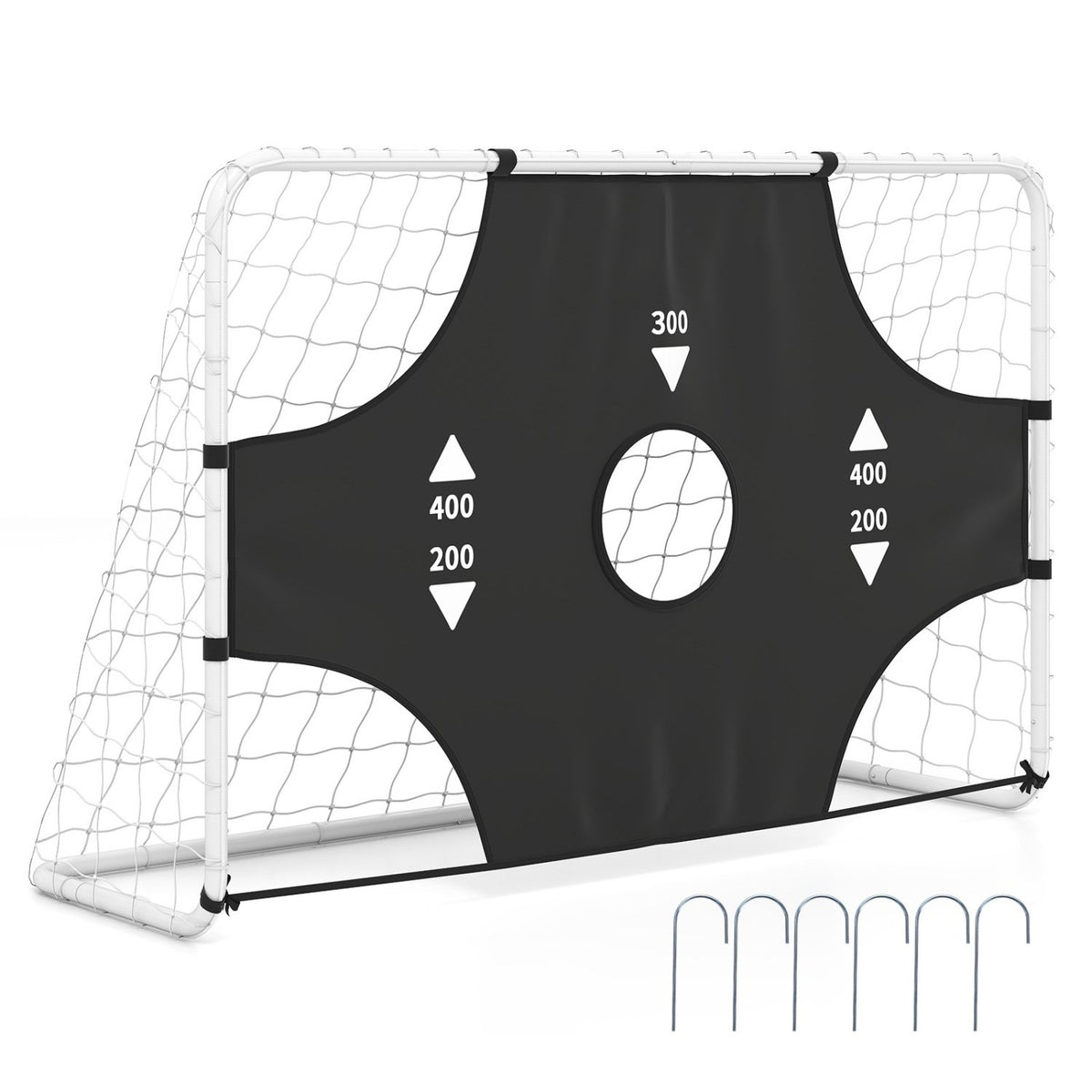 6 ft x 4 ft Soccer Goal Set for Backyard 2-in-1 Football Net with Removable Target Cloth