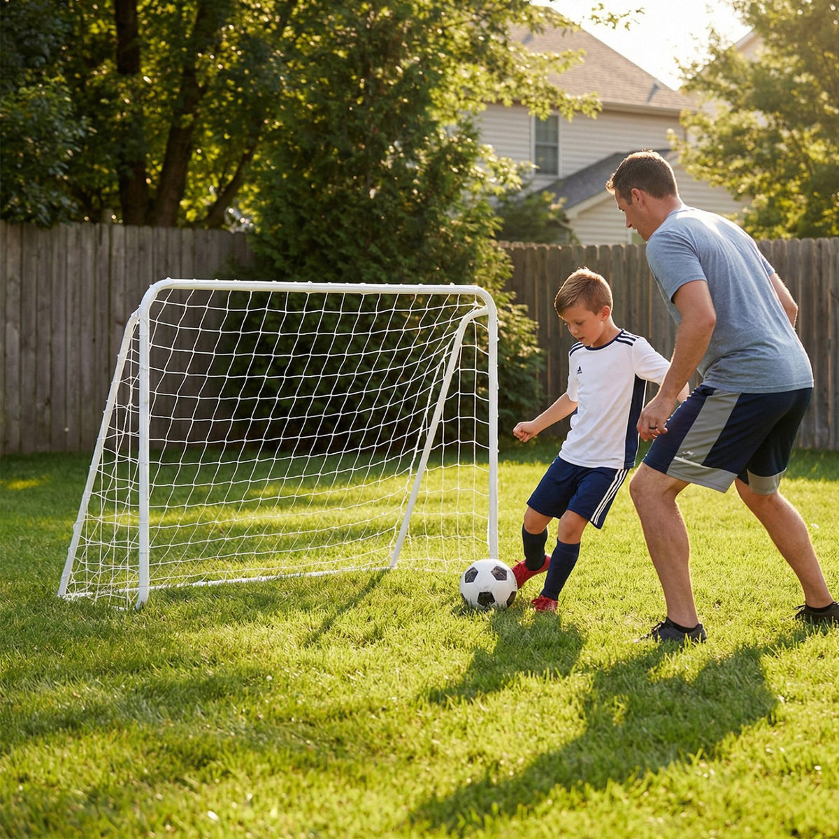 6 ft x 4 ft Soccer Goal Set for Backyard 2-in-1 Football Net with Removable Target Cloth view 2