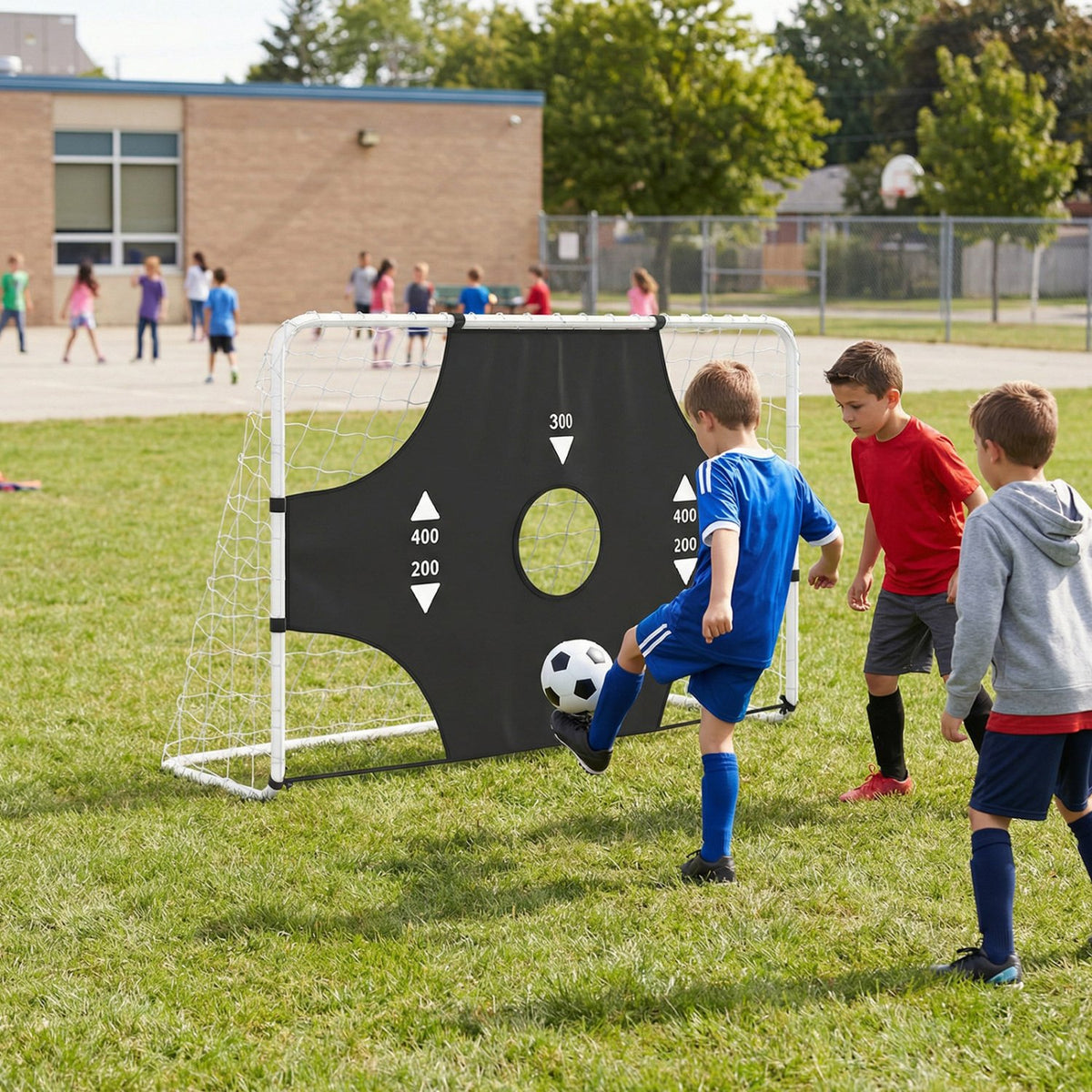 6 ft x 4 ft Soccer Goal Set for Backyard 2-in-1 Football Net with Removable Target Cloth view 3