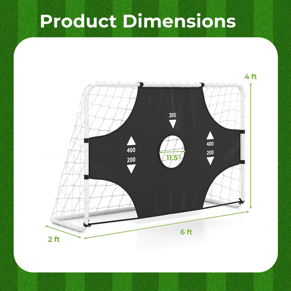 6 ft x 4 ft Soccer Goal Set for Backyard 2-in-1 Football Net with Removable Target Cloth view 4
