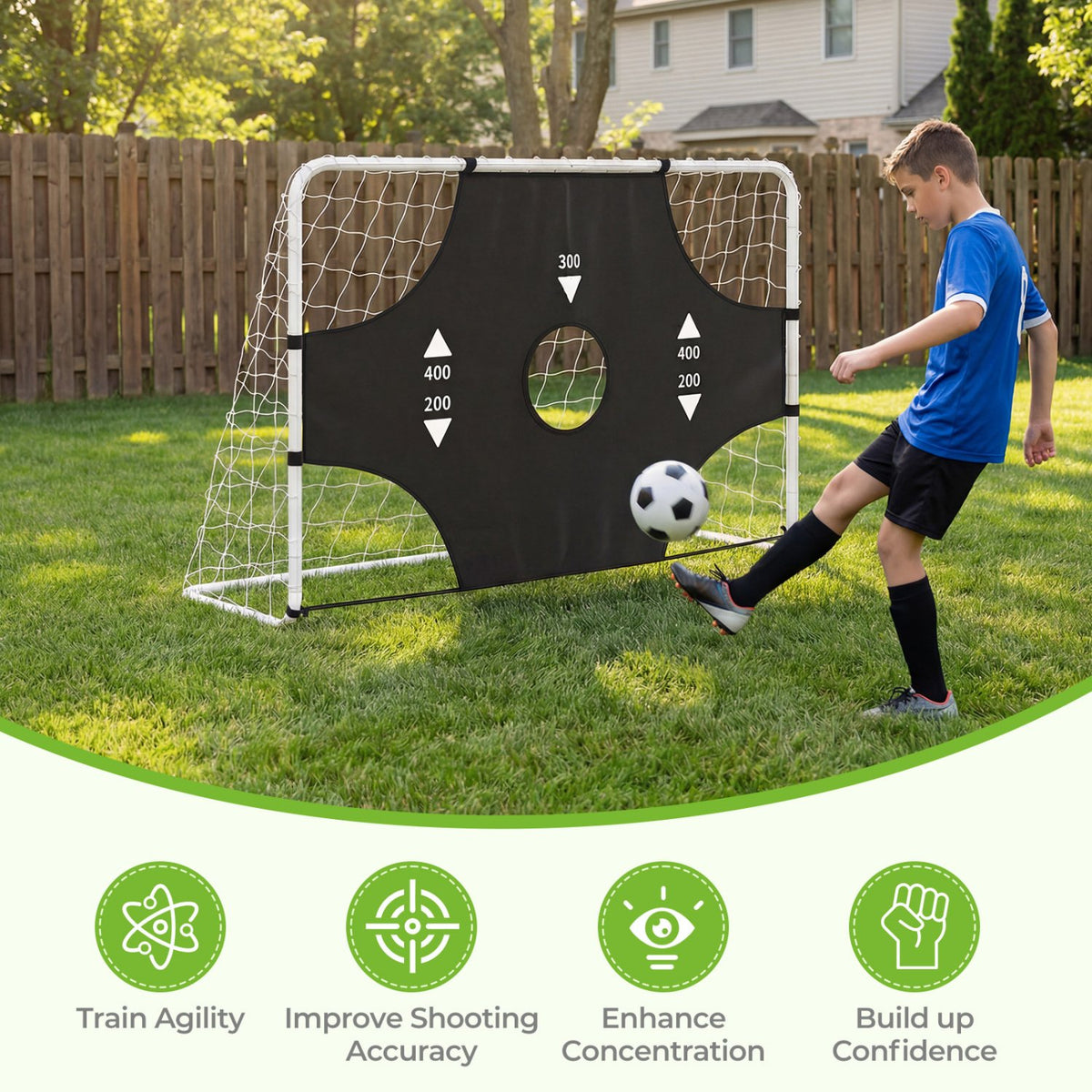 6 ft x 4 ft Soccer Goal Set for Backyard 2-in-1 Football Net with Removable Target Cloth view 5