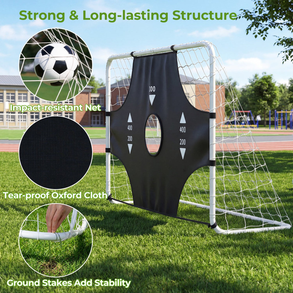 6 ft x 4 ft Soccer Goal Set for Backyard 2-in-1 Football Net with Removable Target Cloth view 7