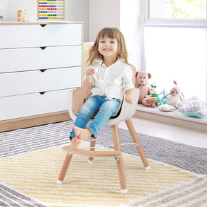 6-in-1 Convertible Wooden Highchair with Safety Harness and Adjustable Legs-Light Brown view 3