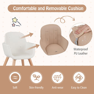6-in-1 Convertible Wooden Highchair with Safety Harness and Adjustable Legs-Light Brown view 7