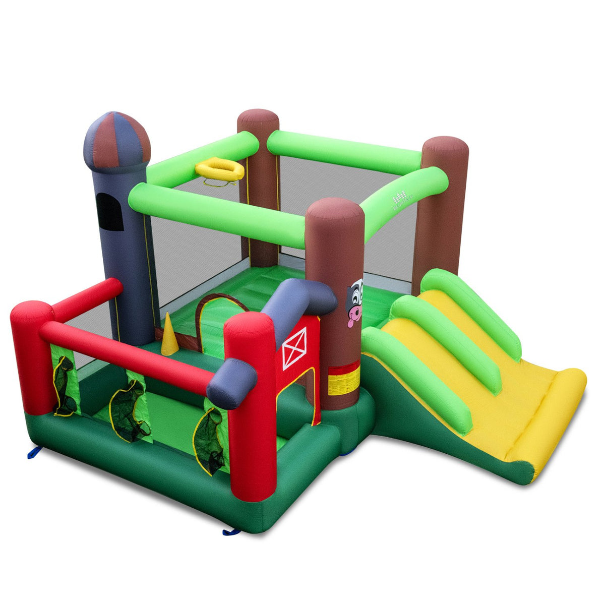 6-in-1 Inflatable Bounce House with Double Slides without Blower view 3