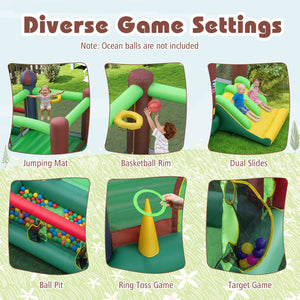 6-in-1 Inflatable Bounce House with Double Slides without Blower view 6