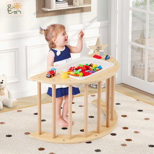 6 in 1 Kids Climbing Arch Playset wIth Removable Cushion and Stoppers-Natural view 2