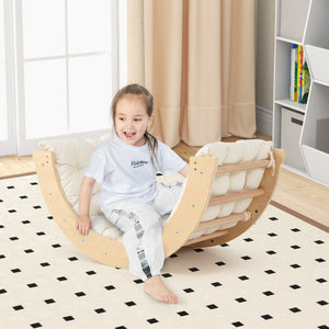 6 in 1 Kids Climbing Arch Playset wIth Removable Cushion and Stoppers-Natural view 3