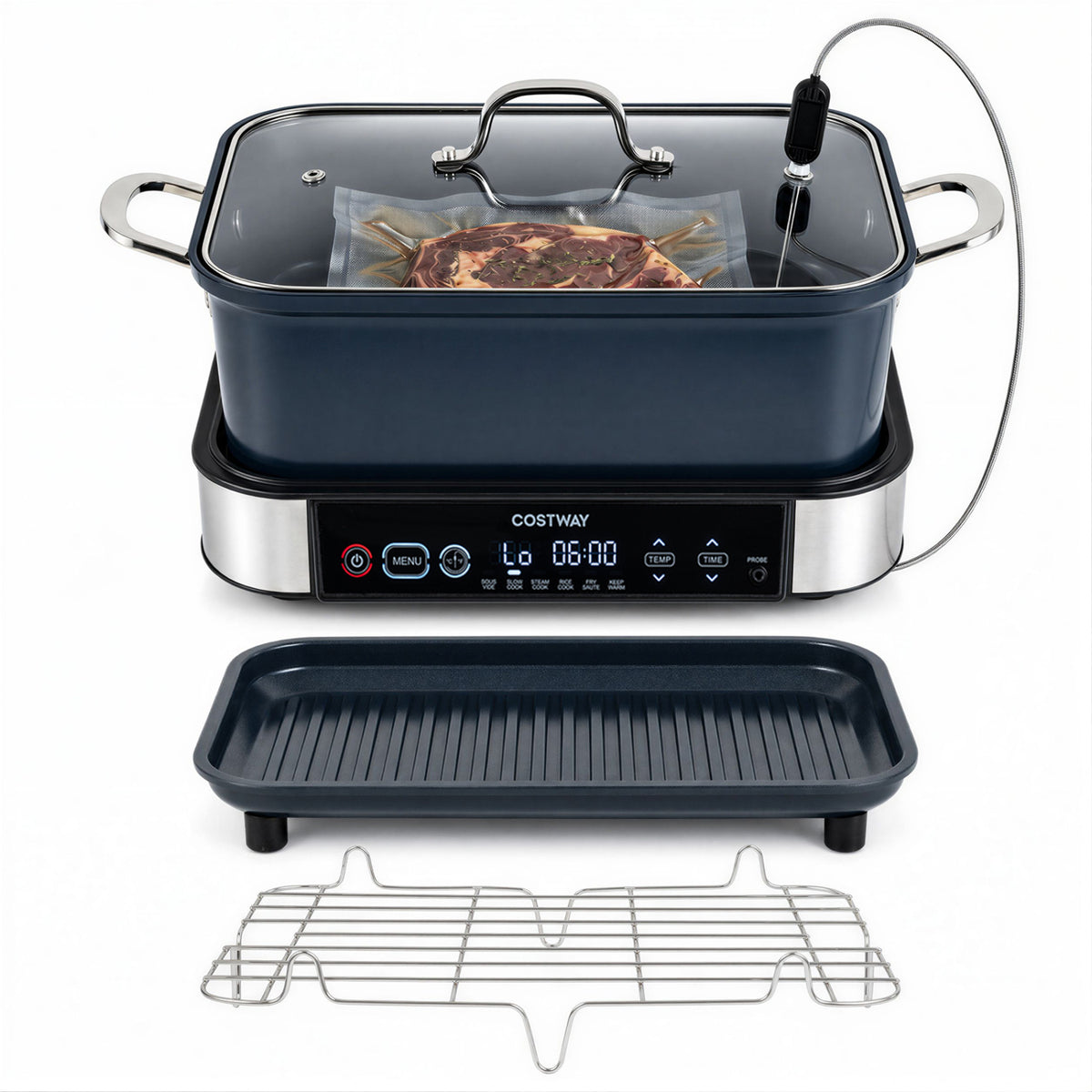 6-in-1 Programmable Slow Cooker with Keep Warm Functions and Adjustable Timer, Control