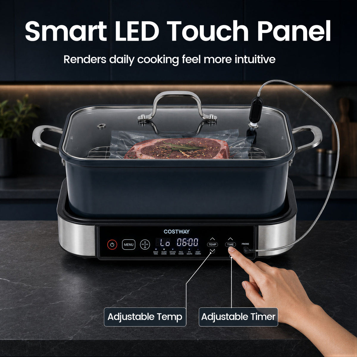 6-in-1 Programmable Slow Cooker with Keep Warm Functions and Adjustable Timer, Control view 4
