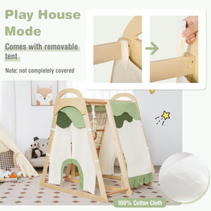 6-in-1 Wooden Kids Jungle Gym Playset with Slide Climbing Net-Natural view 5