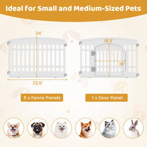 6-Panel Plastic Dog Playpen 24 Inch Indoor Outdoor Pet Fence with Locking Door-White view 5