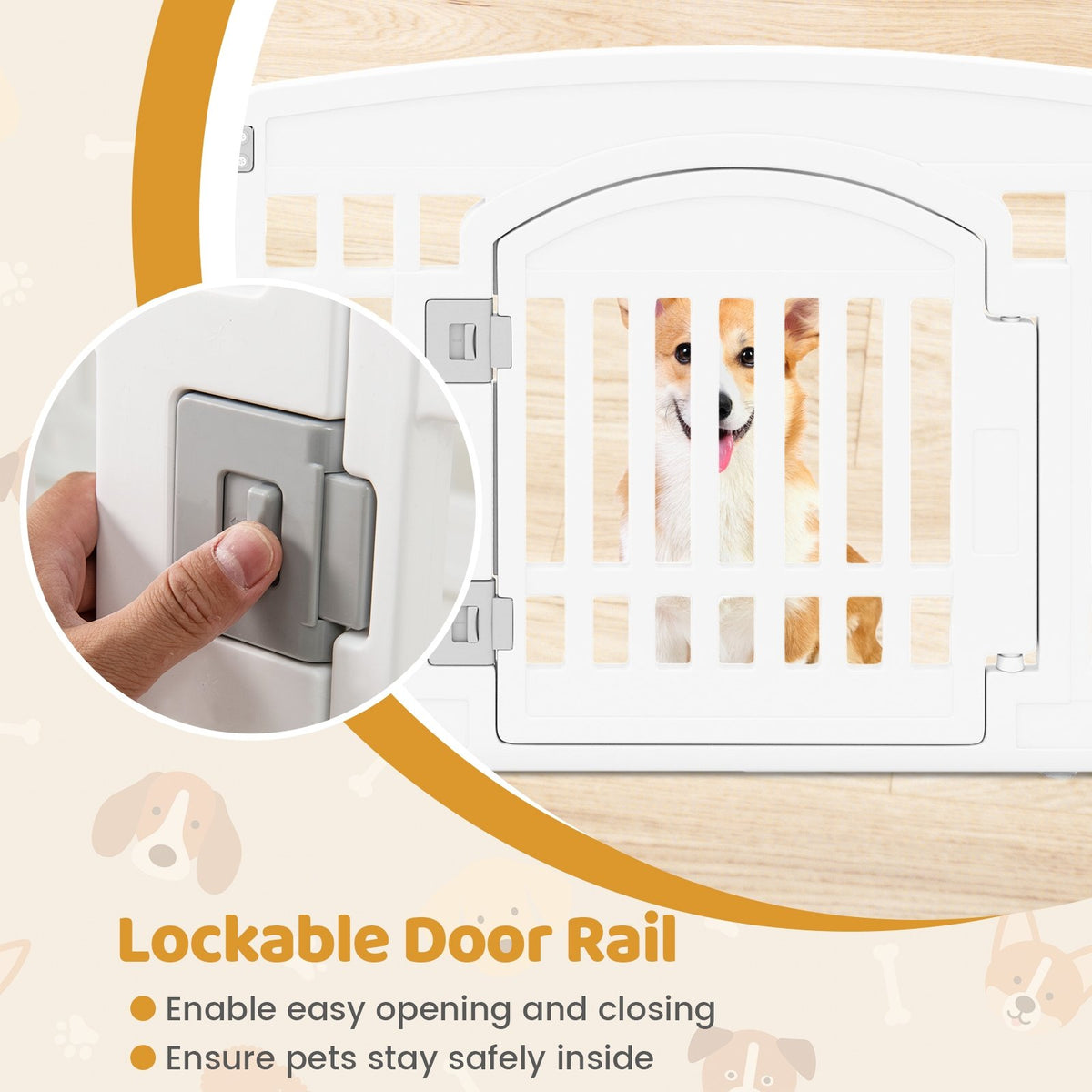 6-Panel Plastic Dog Playpen 24 Inch Indoor Outdoor Pet Fence with Locking Door-White view 7
