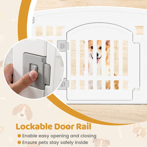 6-Panel Plastic Dog Playpen 24 Inch Indoor Outdoor Pet Fence with Locking Door-White view 7